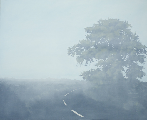 picture of a foggy road in somerset